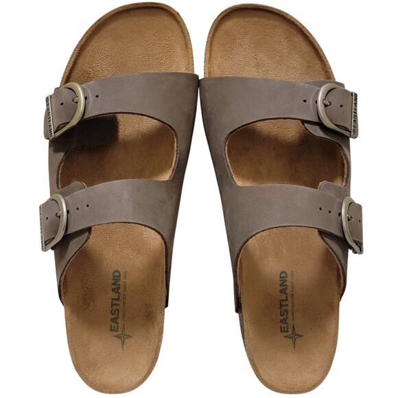 Eastland Men Cambridge Slip On Footbed Sandals Size US 9M Olive Nubuck Leather